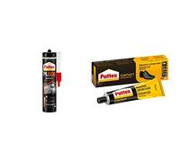 Pattex PL600, adhesivo resistente al agua y a temperaturas extremas, para interiores y exteriores, 1 cartucho x 300 ml + Pattex Cola de contacto universal instantánea multiusos, 125ml