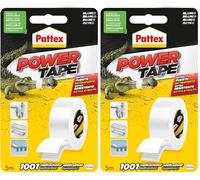 Pattex Power Tape, cinta multiusos resistente, fuerte, corte fácil, blanco, 5 m (Paquete de 2)