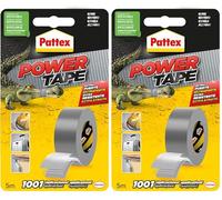 Pattex Power Tape, cinta multiusos resistente, fuerte, corte fácil, gris, 5 m (Paquete de 2)