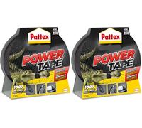 Pattex Power Tape, cinta multiusos resistente, fuerte, corte fácil, negro, 10 m (Paquete de 2)