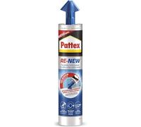 Pattex RE-NEW en cartucho, silicona blanca para sanitarios, blanqueador de juntas para baños, sellador universal impermeable con triple resistencia al moho, 1 x 280 ml