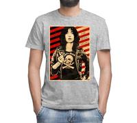 Patti Smith Poster Camiseta Gris Clásica de Hombre con Cuello Redondo y Manga Corta