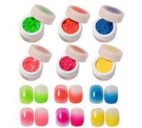 Patting Gel Polacio - Esmalte de gel | De 6 colores para uñas con barniz esmaltado de esponja, esmalte de manicura fluorescente resistente