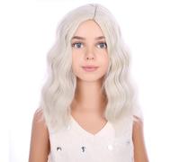 PATTNIUM Peluca sintética rubia corta rizada rubia ondulada para niñas con gorra de peluca