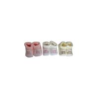 Patucos Estilo Calcetines para bebé recién Nacido, diseño Hola mamá, Hola papá, Color Gris. El Paquete Incluye Tres Patucos Combinados. (Rosa, Beis y Blanco)
