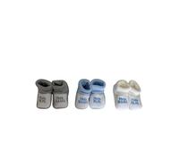 Patucos Estilo Calcetines para bebé recién Nacido, diseño Hola mamá, Hola papá, Color Gris. El Paquete Incluye Tres Patucos Combinados. (Azul, Gris y Blanco)