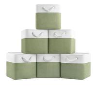 Patvingot Cubos de almacenamiento, organizadores para estantes, cesta de almacenamiento plegable de tela de 11 pulgadas con asas para organizar el hogar, armario, ropa, juguetes, libros, lavandería