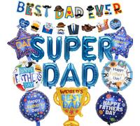 PAUBLLON Decoraciones para el día del padre, pancarta y globos del día del padre, globos de Super Dad, banderines para el día del padre, fiesta del hogar, bar, decoración al aire libre (B)