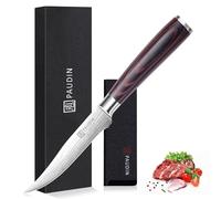 PAUDIN cuchillo de cocina multiusos 13 CM, cuchillo de chef profesional para frutas y verduras, cuchillo de filetear multifuncional con hoja afilada y mango ergonómico de madera