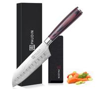 PAUDIN Cuchillo Santoku 13 cm, Cuchillo de cocina ultra afilado de acero inoxidable con alto contenido en carbono, Ergonómico&Versátil para carne, verduras&frutas