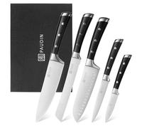 PAUDIN Juego de Cuchillos de Cocina 5 Piezas - Chef, Pan, Santoku, Pelar y Multiusos