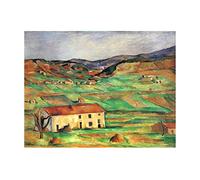 Paul Cézanne《paisaje de la casa》Lienzos de Arte Moderno -Decoración Pared -Lienzo Pinturas Pasillo Decorativo Poster Impresiones Decoración(70x90cm-28x35inch),Sin Marco
