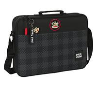 Safta M385, Paul Frank Campers-Cartera Extraescolares, Maletín Portatodo, Bandolera, Cómoda y Versátil, Calidad y Resistencia, 38x6x28 cm, Color Negro Unisex niños, Estándar
