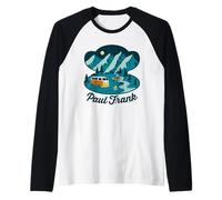 Paul Frank Camping Julius El Contorno de la Cabeza de Mono Camiseta Manga Raglan