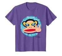 Paul Frank Cool Julius El Mono Diablo Cuernos Camiseta, Niños, Morado Jaspeado, 4 años