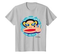 Paul Frank Cool Julius El Mono Diablo Cuernos Camiseta, Niños, Plata, 4 años