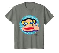 Paul Frank Cool Julius El Mono Diablo Cuernos Camiseta, Niños, Verde Militar Jaspeado, 4 años