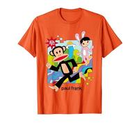 Paul Frank Corriendo Julius & Bunny Girl Camiseta, Hombre, Naranja, S
