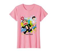 Paul Frank Corriendo Julius & Bunny Girl Camiseta, Mujer, Rosado, S