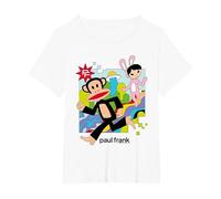Paul Frank Corriendo Julius & Bunny Girl Camiseta, Mujer Tallas Grandes, Blanco, 2XL Grande