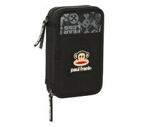 PAUL FRANK Estuche escolar Join The Fun doble 28 piezas para niños 5-14 años 12,5x4x19,5 cm Negro