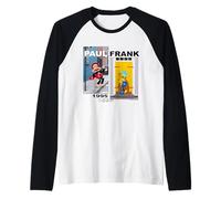 Paul Frank Julius Monkey & Worry Bear patinando 1995 Camiseta Manga Raglan