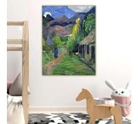 Paul Gauguin "Calle de Tahití (1891)" - Lienzo, estética, obra de arte, impresión, póster, fondo, decoración del hogar (80 x 100 cm, sin marco)
