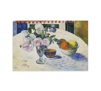 Paul Gauguin-Flowers And A Bowl of Fruit on A Table Wall Art Posters - Lienzo decorativo para pared, sala de estar, dormitorio, pintura de 30 x 45 cm