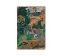 Paul Gauguin - Letreros de estaño, paisaje con pavos reales, letrero de metal retro divertido vintage para cocina, jardín, baño, granja, hogar, café, decoración de estaño, 20 x 30 cm