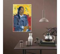 Paul Gauguin "Mujer tahitiana con una flor", lienzo impreso, pintura, obra de arte, póster, decoración de pared, decoración del hogar (40 x 50 cm, sin marco)