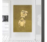 Paul Klee "El fantasma de un genio" - Impresiones en lienzo, pintura al óleo, obra de arte, decoración de pared, decoración del hogar y la sala de estar (50 x 70 cm)