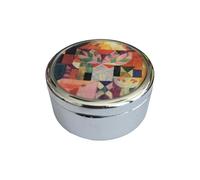 Paul Klee - Joyero con diseño de jardín castillo en caja de regalo, caja de regalo, caja de medicamentos redonda, portátil, para cartera, viajes, pastillero pequeño con espejo, 2,5/5 cm de diámetro