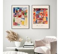 Paul Klee - Póster de lienzo vintage con gradación abstracta, diseño geométrico colorido, pintura artística para sala de estar, decoración del hogar (70 x 100 cm, 2 piezas sin marco)