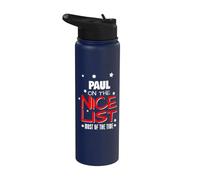 Paul On The Nice List Funny Christmas Paul Nombre Stainless Steel Insulated Water Bottle