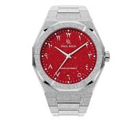 Paul Rich Frosted Star Dust II Pasha's Ruby - Reloj de pulsera para hombre, esfera árabe, 43 mm, plateado/rojo venturina