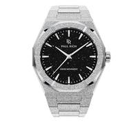 Paul Rich Frosted Star Dust II - Reloj para hombre, acero inoxidable, 43 mm, manecillas luminosas, cuarzo suizo, resistente al agua, Plata/negro aventurina, Large