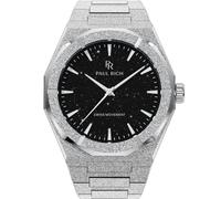 Paul Rich Frosted Star Dust II - Reloj para hombre, acero inoxidable, 43 mm, manecillas luminosas, cuarzo suizo, resistente al agua, Plata/negro aventurina, Large