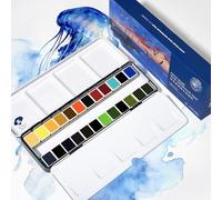 Paul Rubens Juego de acuarela profesional, 24 colores océanos, calidad de artista con alta pigmentación y resistencia a la luz, acuarelas en práctica caja de metal para artistas principiantes