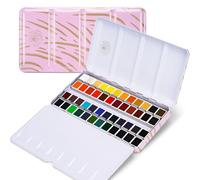 Paul Rubens Juego de acuarelas para artistas, 48 colores vivos en caja portátil, alta transparencia, excelente resistencia a la luz, perfecto kit de acuarelas de viaje profesional para artistas