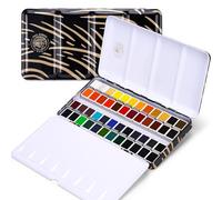 Paul Rubens Juego de acuarelas para artistas, 48 colores vivos en caja portátil, alta transparencia, excelente resistencia a la luz, perfecto kit de acuarelas de viaje profesional para artistas