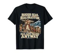 Paul Shipboard Oración Hechos 27:33-36 Arte bíblico de Acción de Gracias Camiseta