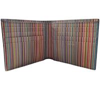 Paul Smith Cartera de piel con diseño de rayas en color granate burdeos, Burgundy, M, Clásico