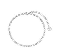 PAUL VALENTINE Figaro - Tobillera de acero inoxidable, 19 cm + 5 cm de extensión, para mujer, Mittelgroße, Acero inoxidable, No es una piedra preciosa