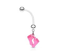 Paula & Fritz® Piercing para el ombligo para embarazadas, piercing para el pie del bebé, juego de piercings para el ombligo rosa y azul, Acero inoxidable Bioflex epoxi Acero inoxidable