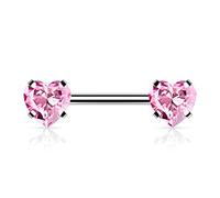 Paula & Fritz® Piercing push-in para pezón, circonita, acero quirúrgico 316L, bola multicolor, 1,6 mm de grosor, sin rosca, barra recta, puente, Acero inoxidable Circonia cúbica, Circonia cúbica