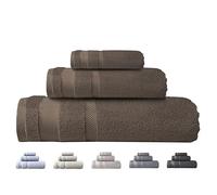 PAULA HOME TEXTIL HOGAR Y DECORACION ATRIVM - Juego de 3 Toallas de Baño 100% Algodón Zero Twist | Muy Suaves y Absorbentes de 600gr/m² (Castaño)