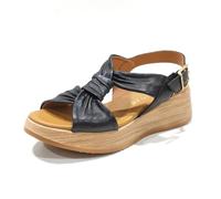Paula urban Sandalia Casual de Piel, con cuña de Goma - 33-710 para: Mujer Color: Negro Talla: 39