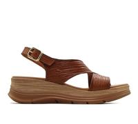 Paula urban - Sandalias de piel con tiras cruzadas,cuña y plataforma,suela de goma,cierre de hebilla,planta de gel para: Mujer color: AVELLANA talla:37