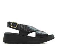 Paula urban - Sandalias de piel con tiras cruzadas,cuña y plataforma,suela de goma,planta de gel,cierre de hebilla para: Mujer color: NEGRO talla:37
