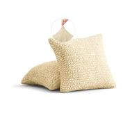 PAULATO - 2 Fundas de cojín de Microfibra Liso, Tejido bielástico antiarañazos Lavable a máquina, tecnología patentada WavyTech y certificación Oeko-Tex, Made in Italy - Vainilla